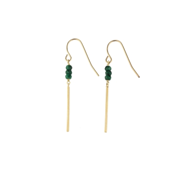 Boucle d'oreille Mina 3 malachite doré à l'or fin