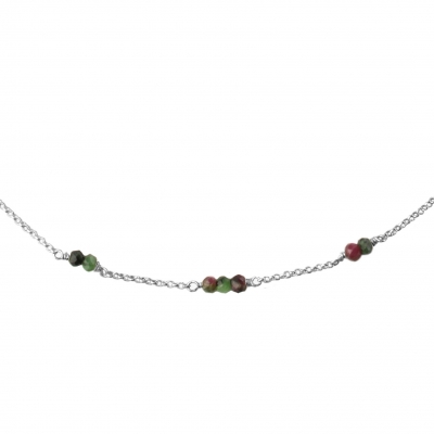 Mina 5 rubis zoisites Necklace Silver Plated