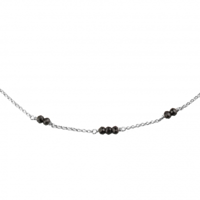 Mina 5 black spinels Necklace Silver Plated
