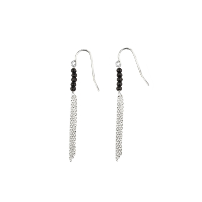 Mina 5 black spinel earrings silver plated