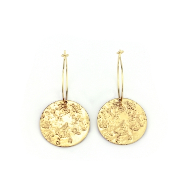 Grandes boucles d'oreilles Moon dorées à l'or fin