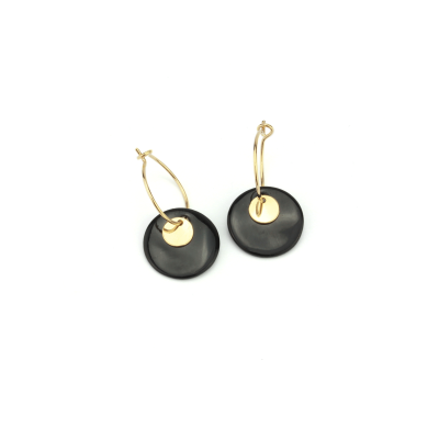 Boucles d'oreilles Shell noire doré à l'or fin