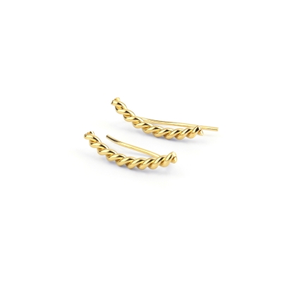 Boucles d'oreilles climbers Torsadée dorée à l'or fin