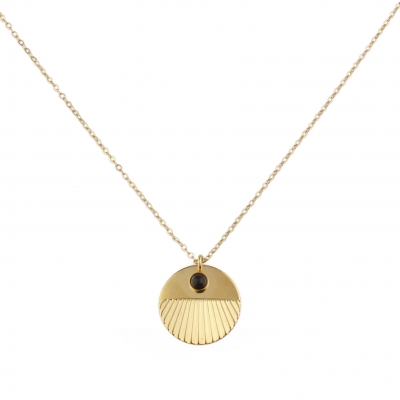 Nyx Agate Black Necklace Gold Plated