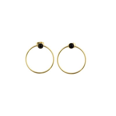 Nyx black agate gold plated earrings