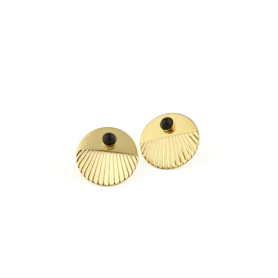 Empire black agate stud earrings