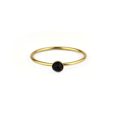 Nyx Ring  Agate Black Gold Plated