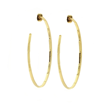 Large hoop bamboo earrings gold plated