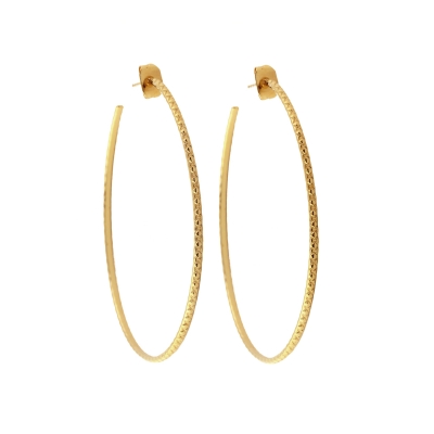 Large crossed hoop earrings gold plated